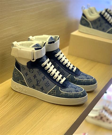 louis vuitton blue high top sneakers|Louis Vuitton lv monogram sneakers.